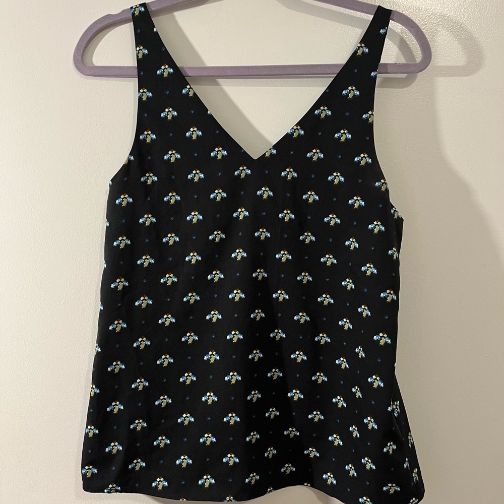 Banana Republic Black Dress with Blue Floral Accents